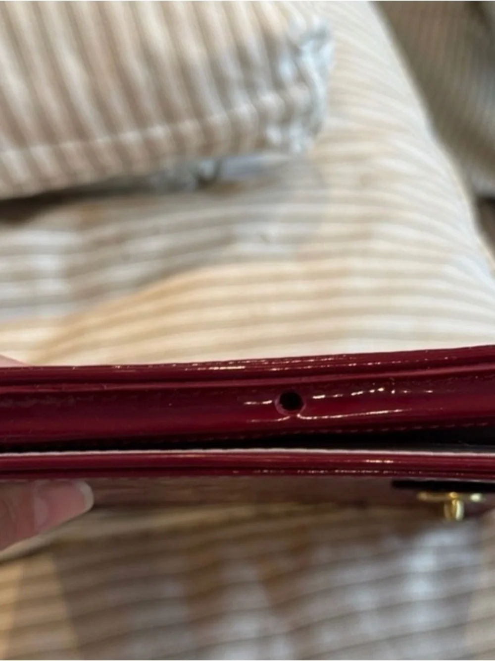 Coach Patent Leather Tablet Case in Deep Red with Gold-Tone Hardware